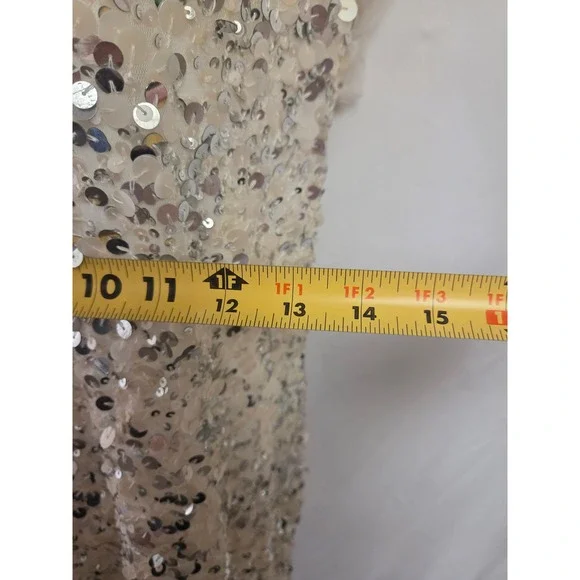 ARDEN‎ B Sequin One Shoulder Mini Dress White Sparkle Party Cocktail Size L - Picture 4 of 5